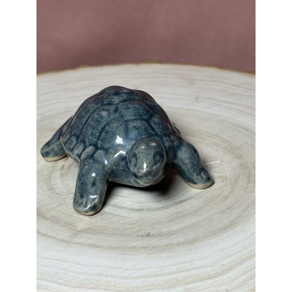 TURTLE handmade Art Pottery Figurine Trinket Clay Ceramic 2.3inches Blue/Green - Picture 2 of 6